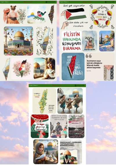6'lı Filistin Temalı 12 17 Cm Sticker Seti Diğer