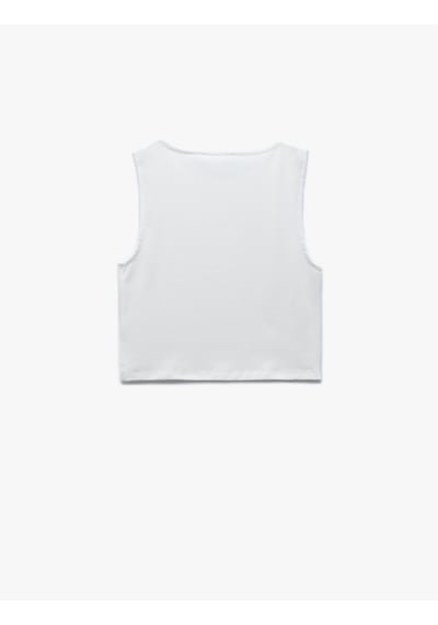 Koton Bisiklet Yaka Kolsuz Dar Kesim Pamuklu Basic Crop Atlet Ekru 5sal30204ık Ekru