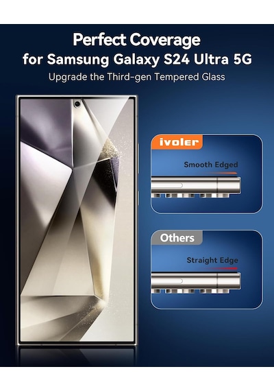 Galaxy S24 Ultra Uyumlu 6.8' Ekran Koruyucu Cam Full Kaplama Düz