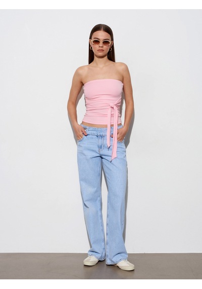 Dilvin 32841 Bağlamalı Bandeau Top-toz Pembe