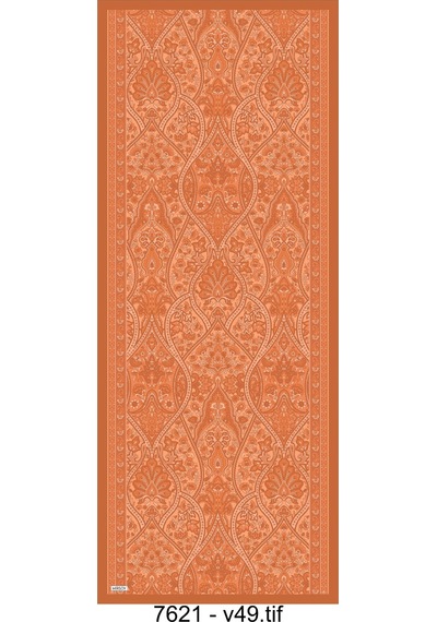 Mirsoy Scarf Sara Etnik Desen Şal Portakal Turuncu