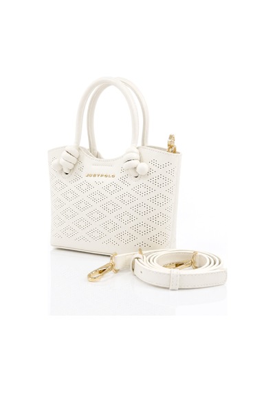 Just Polo Elite İthal Kadın Beyaz Mini El Ve Omuz Çantası Gold Detaylı Ebatlar Eni 21 Cm Boyu 14 Cm