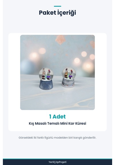 Mini Işıklı Kar Küresi - Kış Masalı Temalı - Pilli Standart