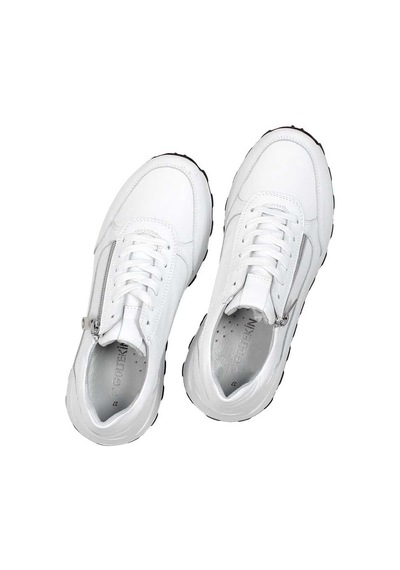 Kadın Beyaz Bağcıklı Fermuarlı Deri Sneaker