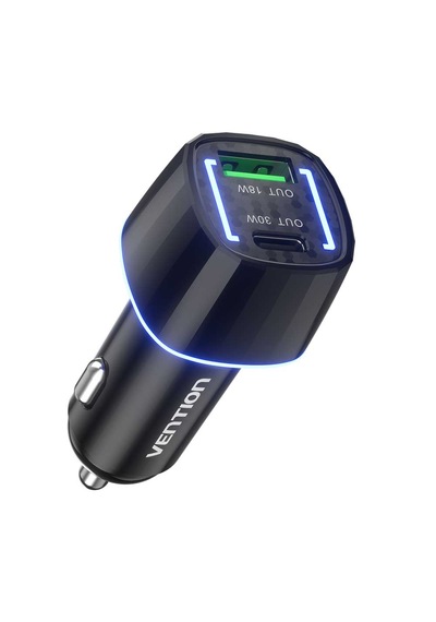 Vention 48w Çift Portlu Type-c 30w + Usb-a 18w Hızlı Araç Şarj Cihazı - Siyah