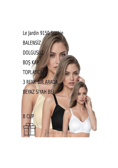 Le Jardin Sütyen 9150 Telsiz Desteksiz Boş Kap Sophie Toplayıcı Beyaz Siyah Bej B C Cup Beyazsiyahbej