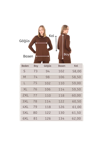 Penyebizden Viskon Dik Yaka Tunik-kahverengi Kahverengi
