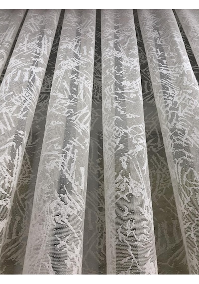 Tül Perde Zigzag Desen Kdk Örme Kumaş 1. Kalite Krem