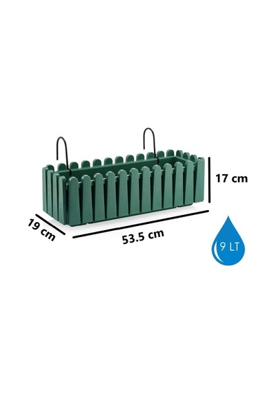 Omnipazar So-ib02 Askılı Balkon Saksı Takımı 9 Lt Yeşil 6 Adet