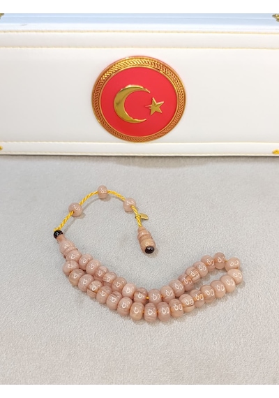 Sıkma Kehribar Tesbih Beyaz Hamur
