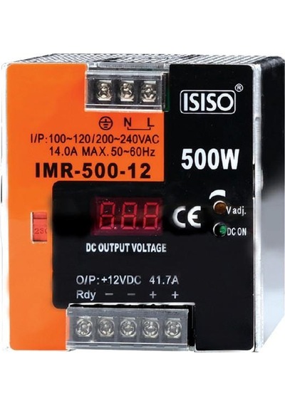 Imr-500-12 - 500W 12Vdc 37.5A Mini Göstergeli Raya Montajlı Güç K