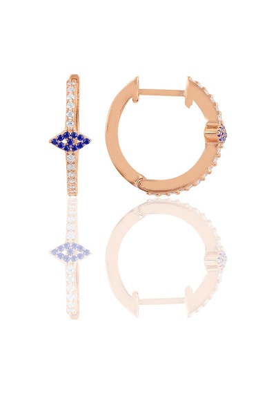 Gümüş Rose Safir Taşlı Eye Gümüş Halka Küpe