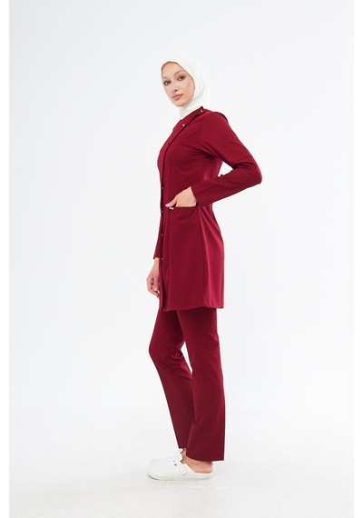 Elegance Kadın Tesettür Takım - Bordo Bordo