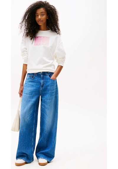 Tommy Jeans Tjw Rlx Gradıent Flag Crew Kadın Beyaz Kazak Dw0dw21396ybl Beyaz