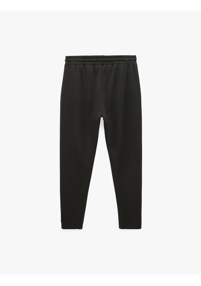 Koton Fermuarlı Cepli Beli Bağcıklı Paçası Lastikli Jogger Spor Eşofman Altı Siyah 7wam40010nk