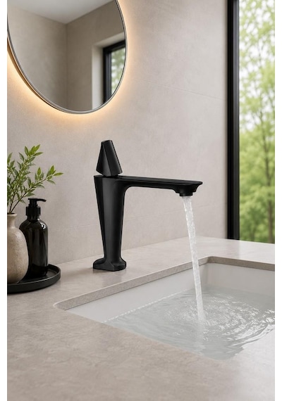 Vıta Kısa Lavabo Bataryası Mat Sıyah Mat Siyah