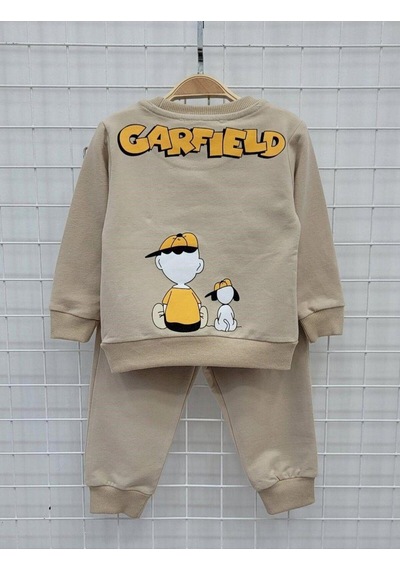 Garfield Baskılı Eşofman Takımı Kahverengi