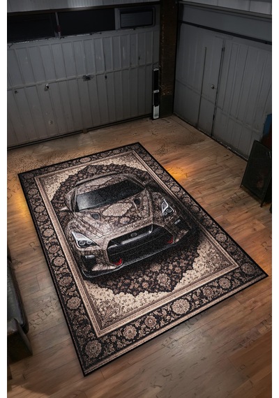 Nissan Gt-r Araba Desenli Halı Dijital Baskı Yıkanabilir Kaymaz Taban Leke Tutmaz Çok Renkli6