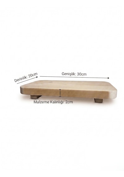 Nest Woodtr Ham Doğal Ahşap Sunum Tahtası 30x20cm Dekoratif Tepsi Ahşap Ayaklı Sunumluk