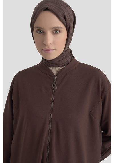 Armine Trend Kolları Ribanalı Boydan Fermuarlı Cepli Giy Çık Kahverengi 25kt557 Kahverengi