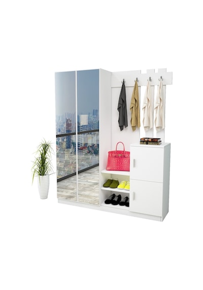 Robinhome Robin Home Aynalı Raflı Vestiyer Portmanto Ayakkabılık Beyaz No 8