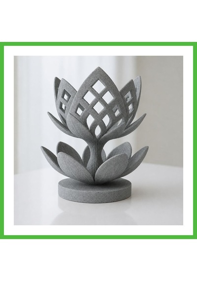 Vaveni 3d Baskı Lotus Çiçeği Mumluk - Dekoratif Tealight Mumluk-gri Arz