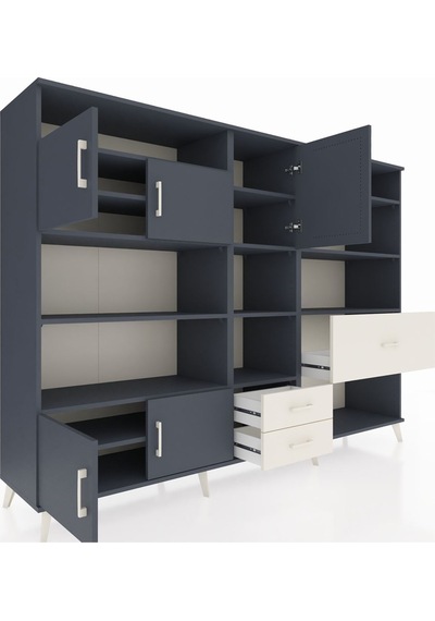 Hyperion Dolap 13 Raflı 3 Çekmeceli 5 Kapaklı 220x44x163 Antrasit Antrasit-antrasit/aytaşı Hyperion Dolap 13 Raflı 3 Çekmeceli 5 Kapaklı 220x44x163 Antrasit Antrasit-antrasit/aytaşı