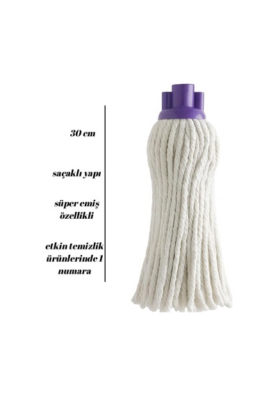 30 Cm Saçaklı Mop Süper Emiş Gücü, Dayanıklı Ve Etkili Temizlik Başlığı Gri