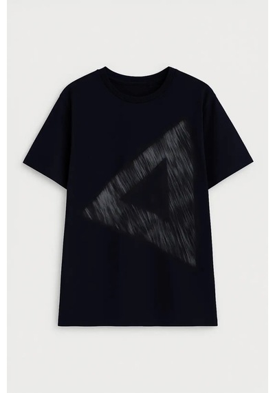 Markapia Erkek Rahat Kesim Bisiklet Yaka Baskılı Beyaz T-shirt Çok Renkli S S L Lacivert