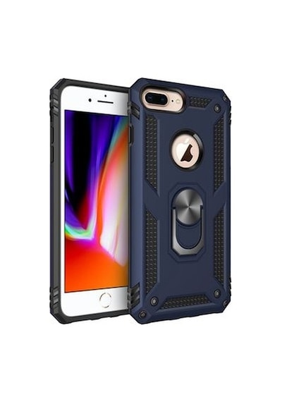 Apple Uyumlu iPhone 8 Plus İle Kılıf Tam Koruma Yüzüklü Standlı Tank Gövdeli Telefon Kılıfı Kapak