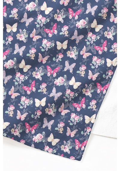 Kelebek Gül Çiçekli Lacivert Plaj Havlusu-romantik Vintage Pembe Mor Hızlı Kuruyan Mikrofiber Havlu Bulut Çayı