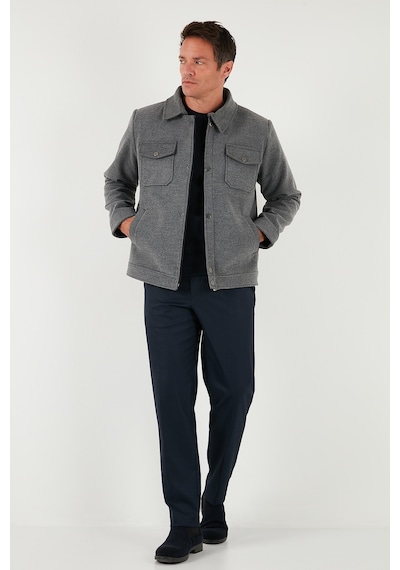 Buratti Slim Fit Ceket Yaka Astarlı Kaşe Erkek Kaban 58400347 Açık Gri