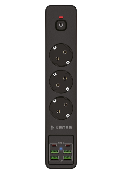 Akım Korumalı Priz 3'lü 4x Usb-a + 2x Usb-c 2 Metre Kablo 2 M