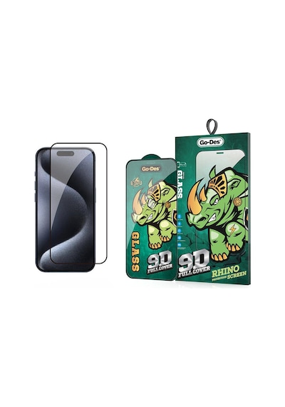 Apple iPhone 15 Pro Uyumlu Ekran Koruyucu Go Des 9d Full Cover Temperli Cam Ekran Koruyucu