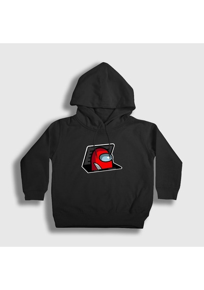 Presmono Unisex Çocuk Hide Among Us Kapüşonlu Sweatshirt Siyah