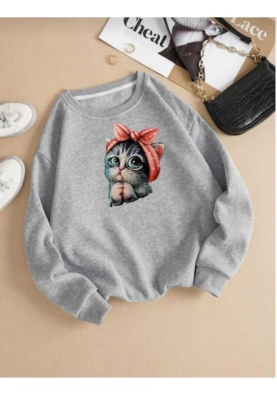 Kozia Outdoors Baskılı Oyaka Unisex Oversize Sweatshirt Oyakalar2 Gri