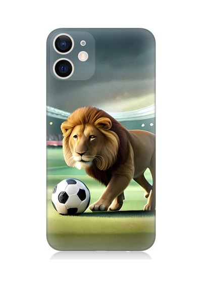 Apple Uyumlu iPhone 12 Mini Gol Atan Aslan Desenli Silikon Kılıf