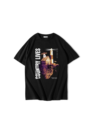 Brz Collection Unisex Oversize Floatingısland T-shirt-siyah Siyah