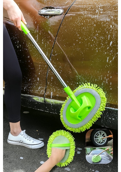 Nobera Teleskopik Mikrofiber Oto Yıkama Mop Araba Yıkama Fırçası +1 Yedek Bez