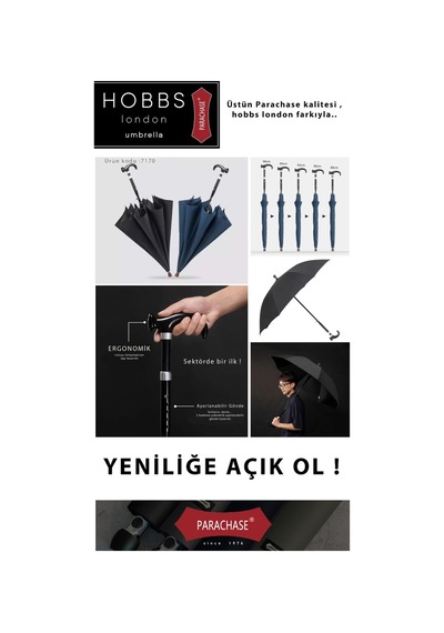 Bosile Parachase Amortisörlü Baston Şemsiye Siyah