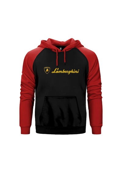 Lamborghini Gold Logo Text Sarı Renk Reglan Kol Sweatshirt / Hoodie