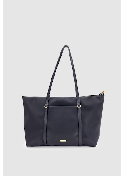 Wuclo Velie Paraşüt Kumaş Şeritli Shopper Çanta Siyah