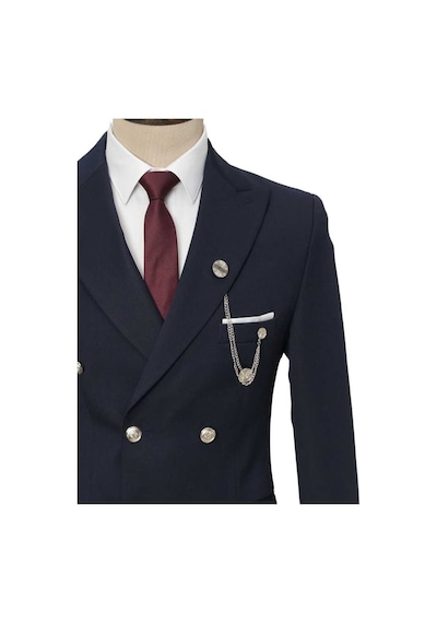 Beystil Sivri Yaka Lacivert Kruvaze Takım Elbise Nikol036 - Slim Fit Lacivert