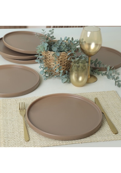 Mat Toprak Taupe Stackable Servis Tabağı 27 Cm 6 Adet 977
