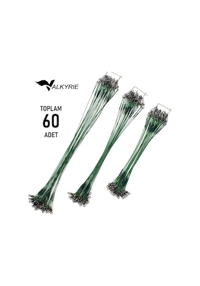 Valkyrie 60 Adet Çelik Fishing Leader Seti Paslanmaz Çelik Olta Halatı Lider Teli 3 Boy Karışık