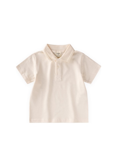 Cigit Kabartmalı Polo Yaka T-shirt 2-10 Yaş Ekru