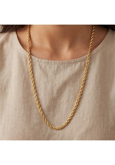 Ferizz Ferizz Altın Kaplama 4Mm Kalınlıkta Unisex Burgu Zincir Gümüş