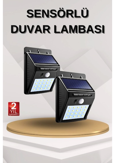 Solar Sensörlü Duvar Lambası Bahçe Lamba 20 Led Işık Çok Renkli
