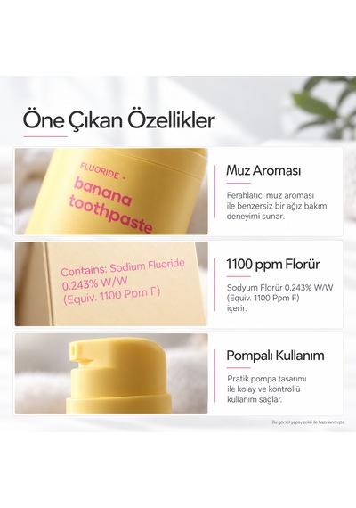 Yues Muz Aromalı Diş Macunu Florürlü Pompalı 60 G Gs-009f Beyazlatma