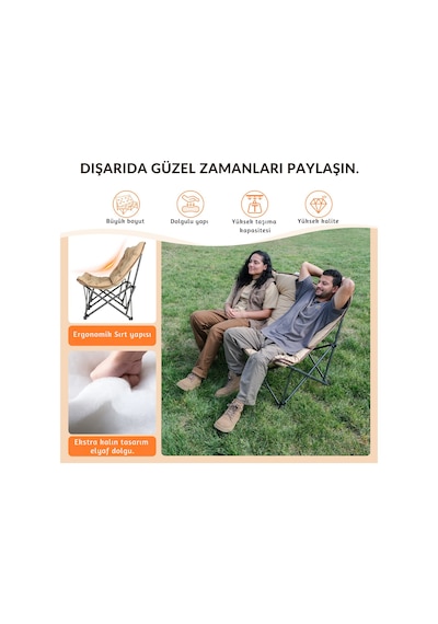 Kingcamp Lemon Lux Double Ultra Konforlu Çift Kişilik Kamp Sandalyesi Khaki Haki